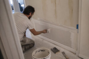 Water-stained and deteriorating drywall before replacement - South Jordan, UT