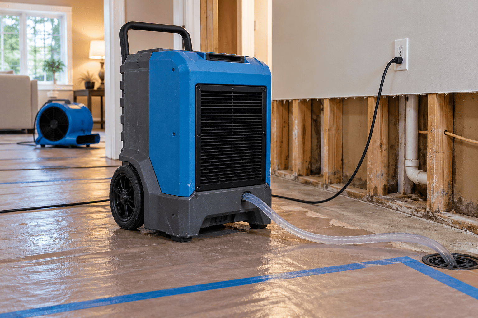 Industrial LGR low grain refrigerant dehumidifier running structural drying True Day South Jordan